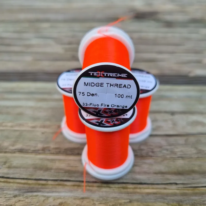 TEXTREME Midge Tying Thread 75dn in 33-Fluo Fire Orange-1